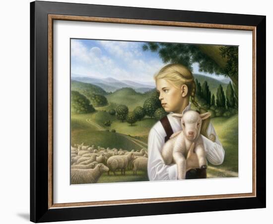 Girl with Lamb-Dan Craig-Framed Giclee Print