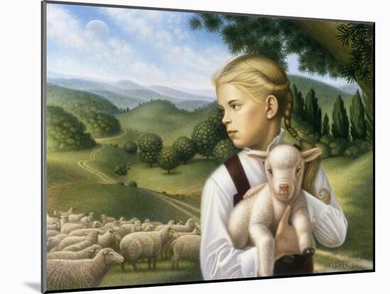 Girl with Lamb-Dan Craig-Mounted Giclee Print