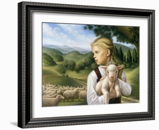 Girl with Lamb-Dan Craig-Framed Giclee Print