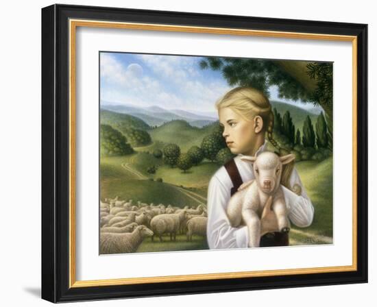 Girl with Lamb-Dan Craig-Framed Giclee Print