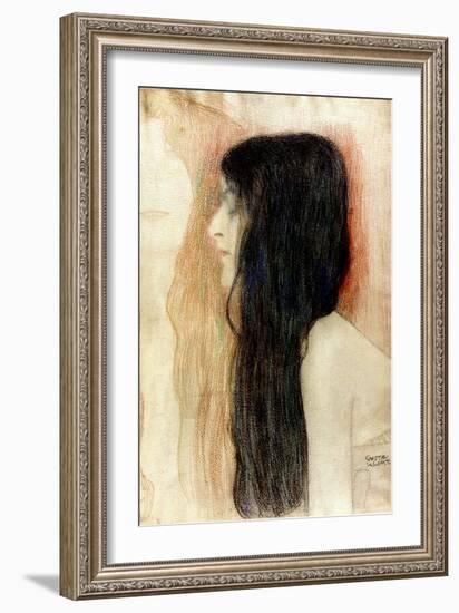 Girl with Long Hair, 1898-99-Gustav Klimt-Framed Giclee Print