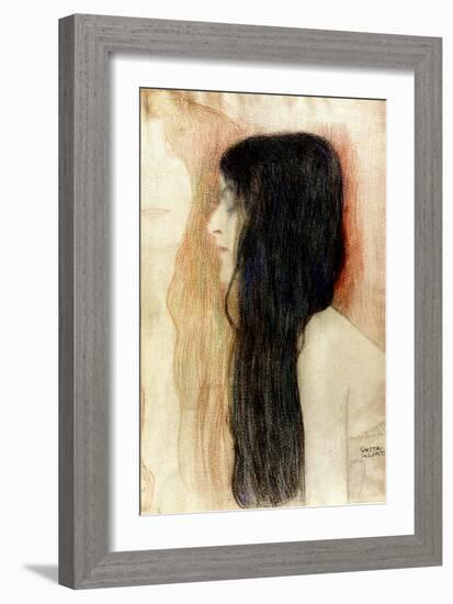 Girl with Long Hair, 1898-99-Gustav Klimt-Framed Giclee Print