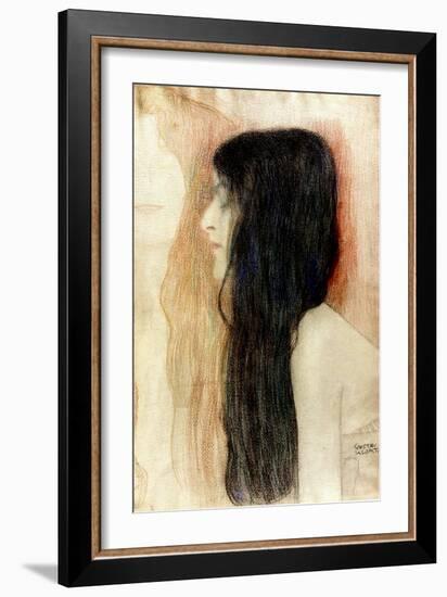 Girl with Long Hair, 1898-99-Gustav Klimt-Framed Giclee Print