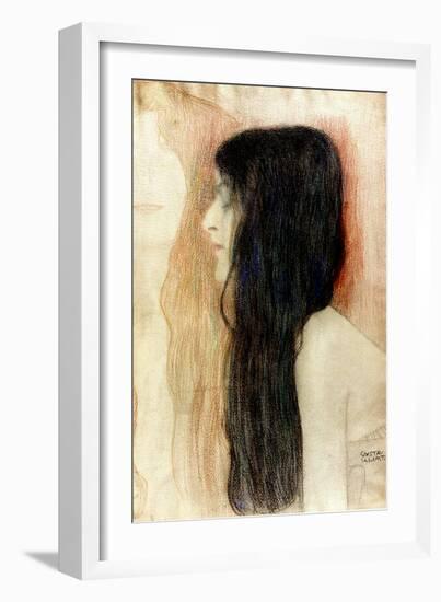 Girl with Long Hair, 1898-99-Gustav Klimt-Framed Giclee Print