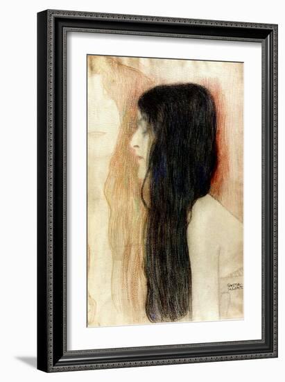 Girl with Long Hair, 1898-99-Gustav Klimt-Framed Giclee Print