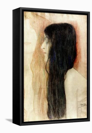 Girl with Long Hair, 1898-99-Gustav Klimt-Framed Premier Image Canvas