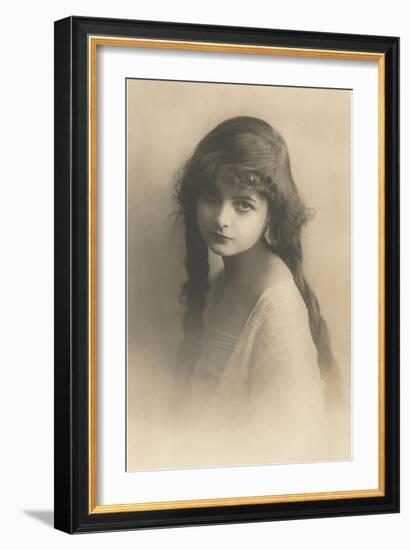 Girl with Long Hair--Framed Art Print