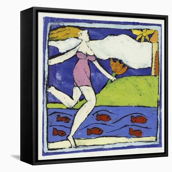 Girl with Lotus Flower-Leslie Xuereb-Framed Premier Image Canvas