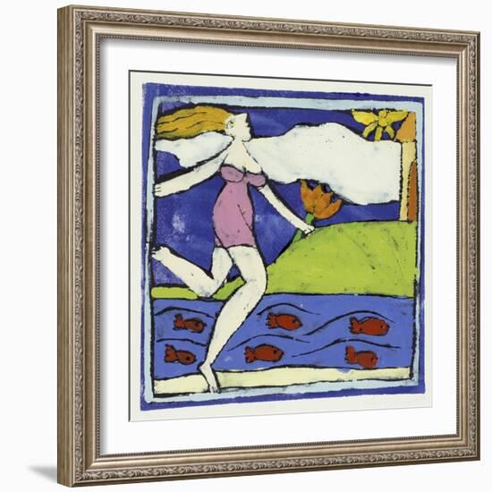 Girl with Lotus Flower-Leslie Xuereb-Framed Giclee Print