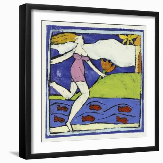 Girl with Lotus Flower-Leslie Xuereb-Framed Giclee Print