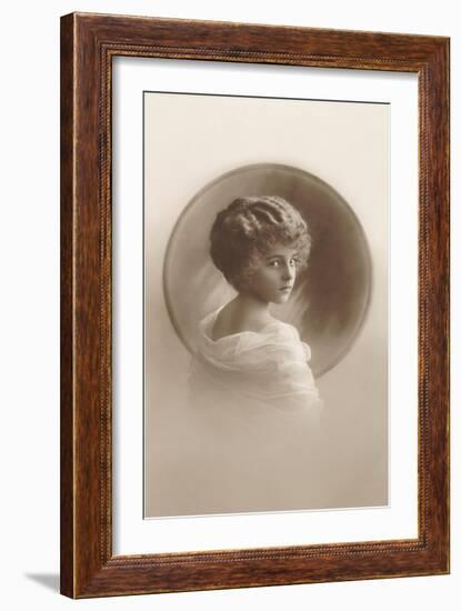 Girl with Marcelled Hair in Cameo-null-Framed Art Print