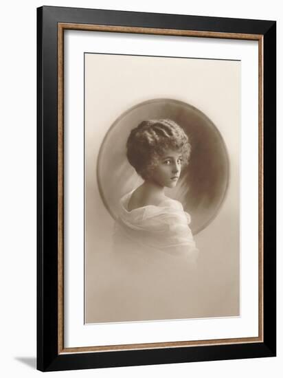 Girl with Marcelled Hair in Cameo-null-Framed Art Print