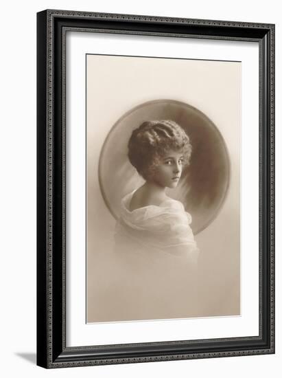 Girl with Marcelled Hair in Cameo-null-Framed Art Print