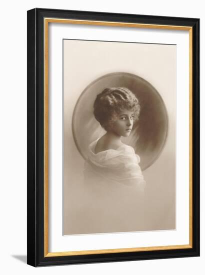 Girl with Marcelled Hair in Cameo-null-Framed Art Print