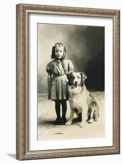 Girl with Mutt-null-Framed Art Print