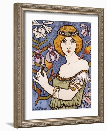 Girl with Orchids, c.1895-Paul Berthon-Framed Giclee Print