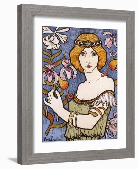 Girl with Orchids, c.1895-Paul Berthon-Framed Giclee Print