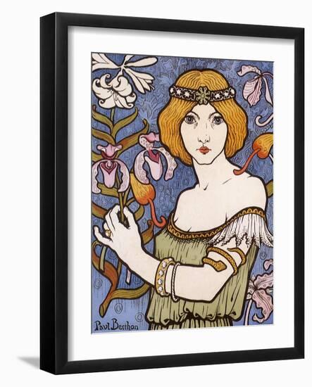 Girl with Orchids, c.1895-Paul Berthon-Framed Giclee Print