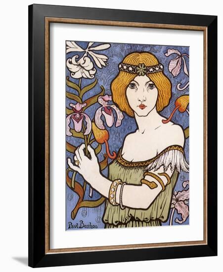 Girl with Orchids, c.1895-Paul Berthon-Framed Giclee Print