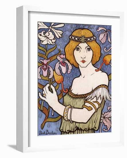 Girl with Orchids, c.1895-Paul Berthon-Framed Giclee Print