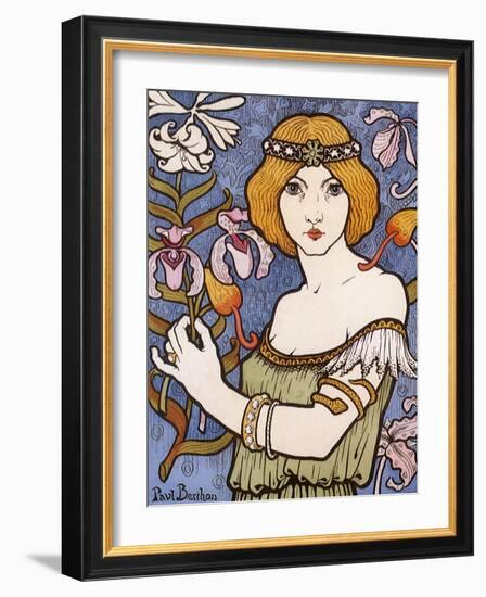 Girl with Orchids, c.1895-Paul Berthon-Framed Giclee Print