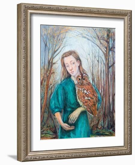 Girl with Owl, 2012-Silvia Pastore-Framed Giclee Print