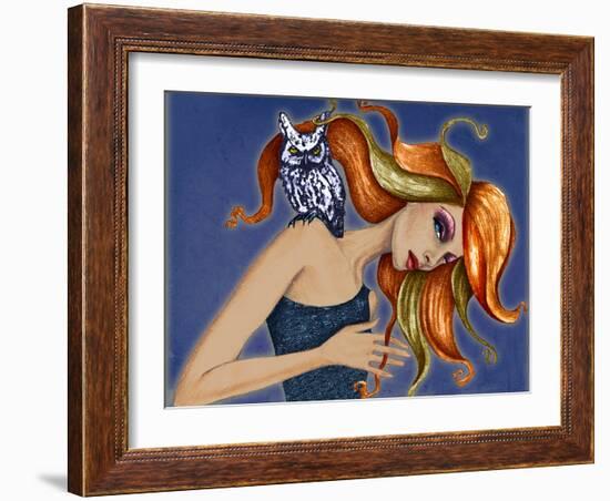 Girl with Owl-Jami Goddess-Framed Art Print