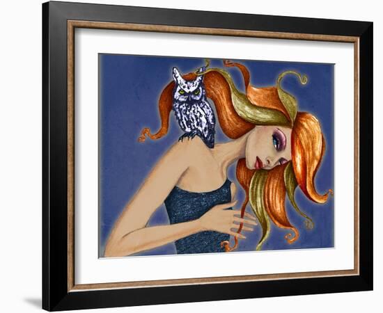 Girl with Owl-Jami Goddess-Framed Art Print