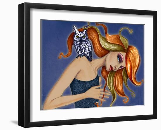 Girl with Owl-Jami Goddess-Framed Art Print