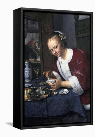 Girl with Oysters-Jan Havicksz Steen-Framed Premier Image Canvas