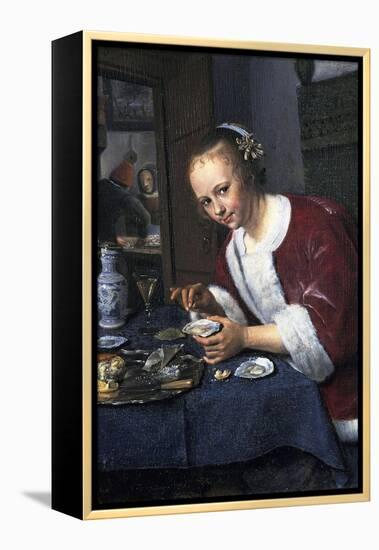 Girl with Oysters-Jan Havicksz Steen-Framed Premier Image Canvas