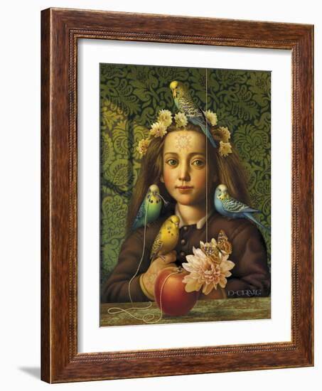 Girl with Parakeets-Dan Craig-Framed Giclee Print