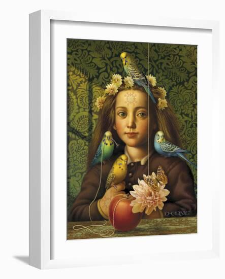 Girl with Parakeets-Dan Craig-Framed Giclee Print