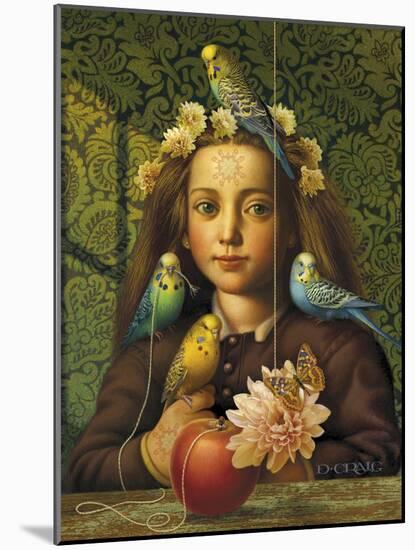 Girl with Parakeets-Dan Craig-Mounted Giclee Print