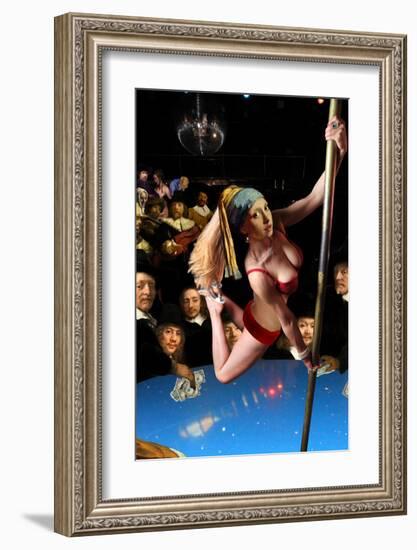 Girl with Pearl Earring and Pole-Barry Kite-Framed Art Print