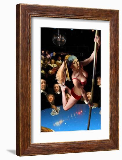 Girl with Pearl Earring and Pole-Barry Kite-Framed Art Print