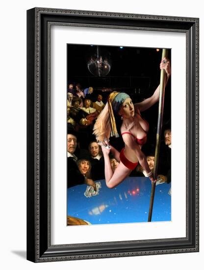 Girl with Pearl Earring and Pole-Barry Kite-Framed Art Print