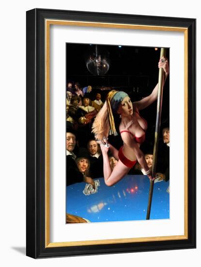 Girl with Pearl Earring and Pole-Barry Kite-Framed Art Print