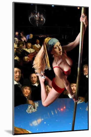 Girl with Pearl Earring and Pole-Barry Kite-Mounted Art Print