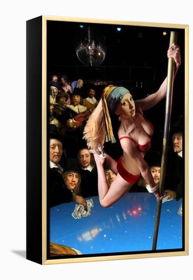 Girl with Pearl Earring and Pole-Barry Kite-Framed Stretched Canvas