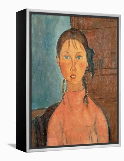 Girl with Pigtails, 1918-Amedeo Modigliani-Framed Premier Image Canvas