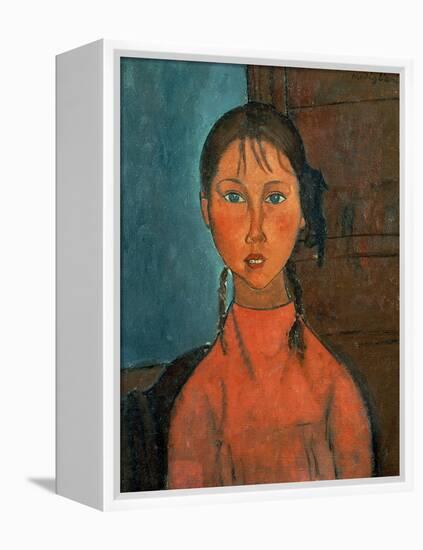 Girl with Pigtails, circa 1918-Amedeo Modigliani-Framed Premier Image Canvas