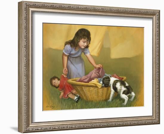 Girl with Puppy-David Lindsley-Framed Giclee Print