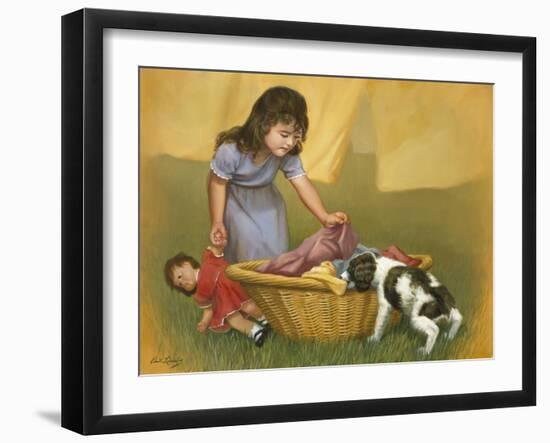 Girl with Puppy-David Lindsley-Framed Giclee Print