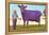 Girl with Purple Cow-null-Framed Stretched Canvas