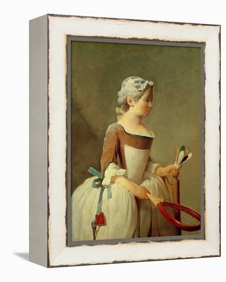 Girl with Racket and Shuttlecock, c.1740-Jean-Baptiste Simeon Chardin-Framed Premier Image Canvas