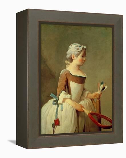 Girl with Racket and Shuttlecock, c.1740-Jean-Baptiste Simeon Chardin-Framed Premier Image Canvas