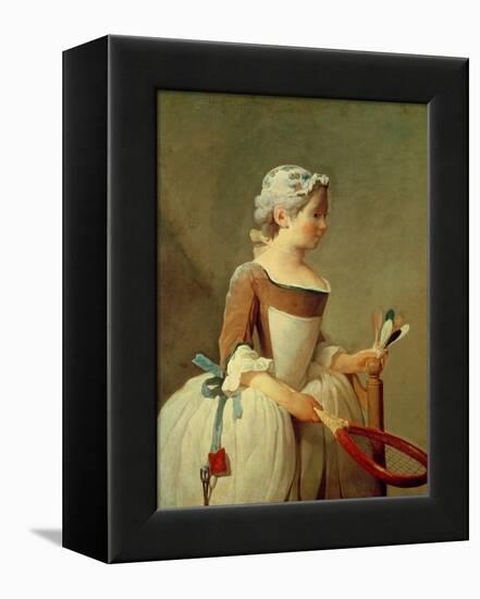 Girl with Racket and Shuttlecock, c.1740-Jean-Baptiste Simeon Chardin-Framed Premier Image Canvas