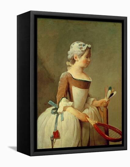 Girl with Racket and Shuttlecock, c.1740-Jean-Baptiste Simeon Chardin-Framed Premier Image Canvas