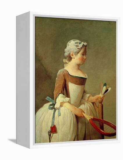 Girl with Racket and Shuttlecock, c.1740-Jean-Baptiste Simeon Chardin-Framed Premier Image Canvas